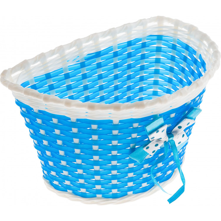 Detský plastový košík na riadidlá - modrý s mašľou